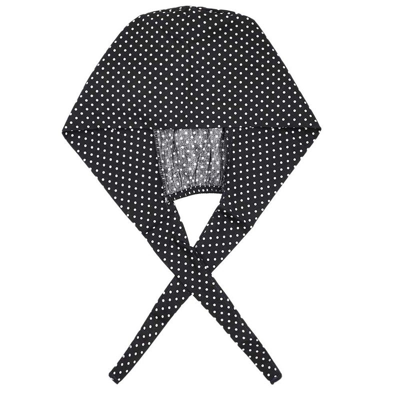 LUCKYBUNNY Gourd-Shaped Working Cap with Button, Adjustable Tie Back Hat Sweatband Hair Cover for Women Men, Multiple Color (Black) - Image 3